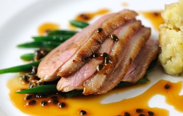 Duck Breast with Passion Fruit Sauce & Crushed New Potatoes
